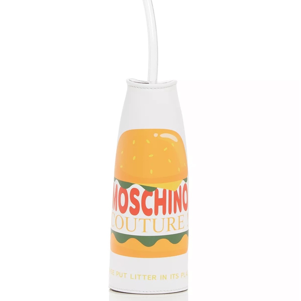 LIMITED EDITION!! Moschino To Go Takeaway Cup Leather Clutch - White